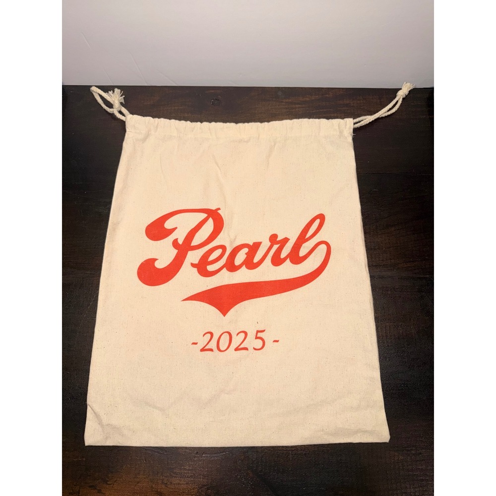 Pearl 2025 Canvas Drawstring‎ Dust Bag Pouch Cream Red Graphic Print Storage Bag